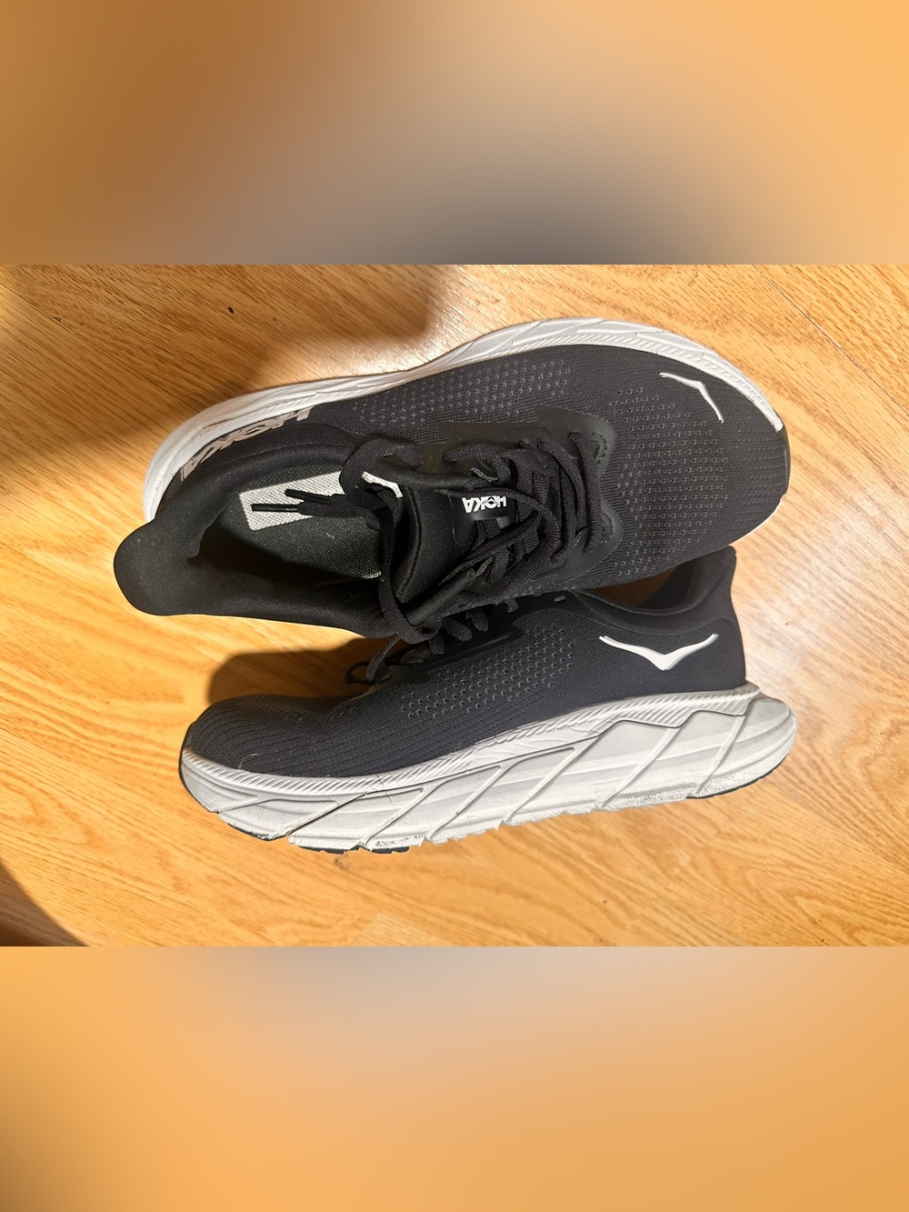 Hoka Women's Black Mesh Cushioned Running Slippers with White Midsole